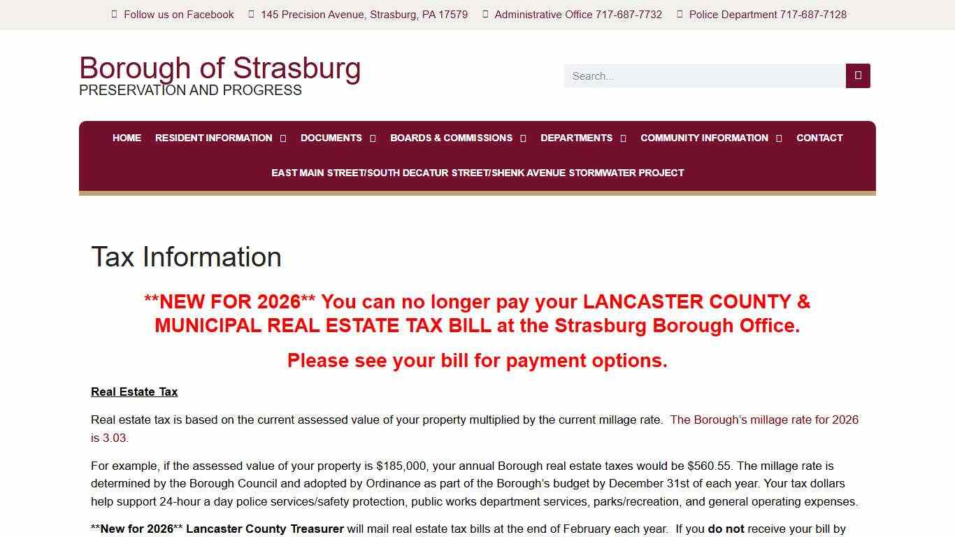 Tax Information – Strasburg Borough